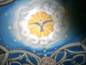 The chancel ceiling.