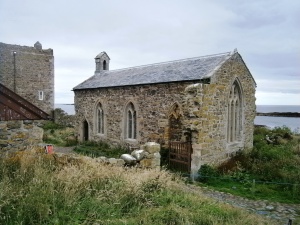 St. Cuthbert's Chapel on Inner Farne. St. Cuthbert lived a hermit's life here around 676 to 685 until called to be the prior at nearby Lindisfarne Priory. he returned later and died on the island. This chapel was built in the 14th century and was restored in the 1840's.