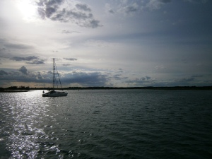 Anchored off Gull Island in the Beaulieu River
