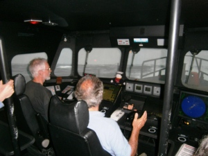 In the lifeboat simulator at the RNLI during a "Force 6 to 7".