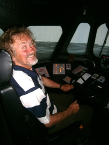 John playing at helmsman at 25 knots.